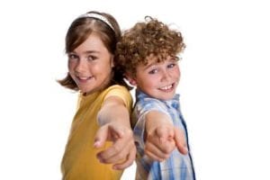 Photo of two kids pointing